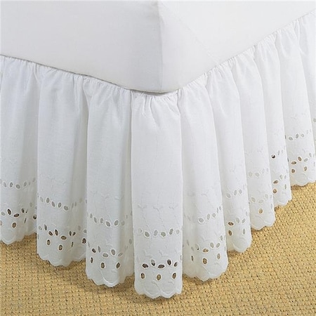 Fresh Ideas Fresh Ideas FRE30014WHIT01 Bed Skirt Ruffled Eyelet  White - Twin FRE30014WHIT01